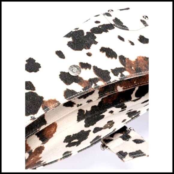 Y2K Leopard Print Shoulder Bag Retro Denim Satchel Top Handle Clutch - Picture 5 of 6